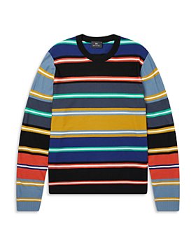 $273 Bloomingdale's Men's Blue White Stripe Crew-Neck Cotton Cashmere Sweater M 