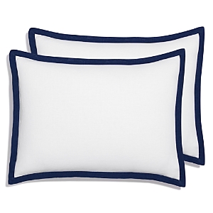 Amalia Home Collection Stonewashed Linen Standard Sham, Pair - 100% Exclusive In White/navy