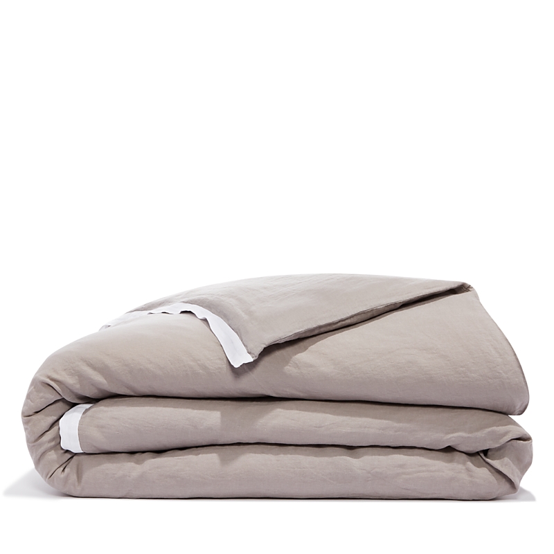 Amalia Home Collection Stonewashed Linen Queen Duvet Cover - Exclusive In Grey/white