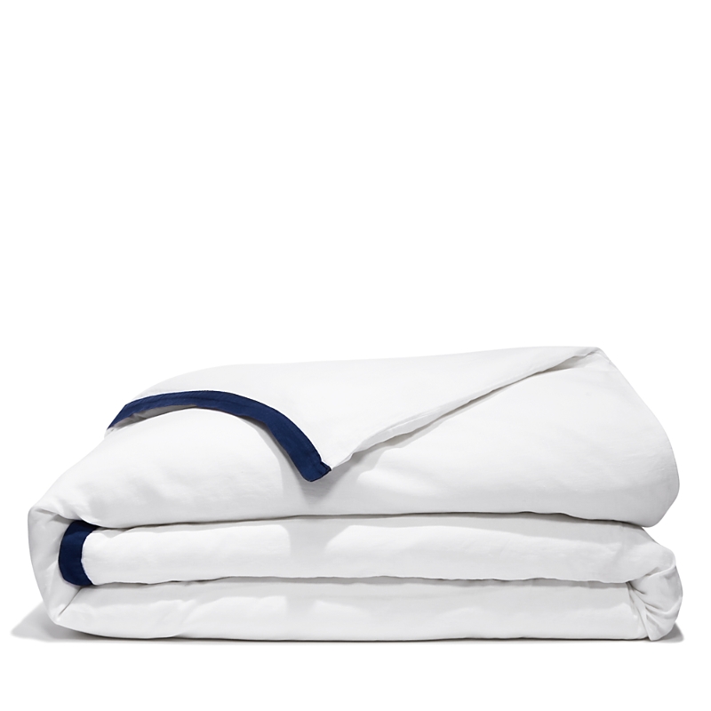 Amalia Home Collection Stonewashed Linen King Duvet Cover - Exclusive In White/navy