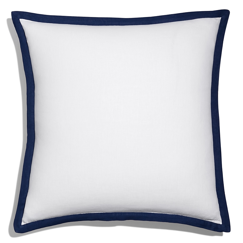 Amalia Home Collection Stonewashed Linen Euro Sham - Exclusive In White/navy