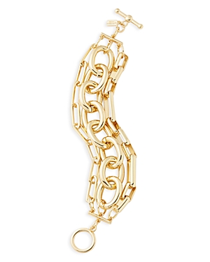Shop Kenneth Jay Lane Multi Strand Chunky Link Bracelet In Gold