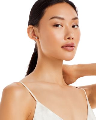 Diamond Clover Stud Earrings in 14K White Gold, 0.75 tcw 