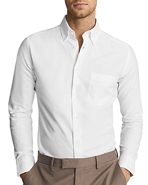 Reiss Mens White Cotton Soft Wash Button Down Oxford Shirt In White