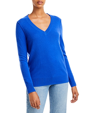 Aqua Cashmere V-neck Cashmere Sweater - 100% Exclusive In Bright Lapis