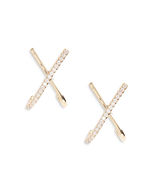 Shop Shashi Kriss Kross Cubic Zirconia Crossover Stud Earrings In 18k Gold Plated
