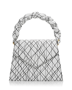 Anima Iris Zaza Grande Leather Handbag In Black/white/gold