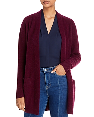 C By Bloomingdale's Cashmere Open Front Brushed Cashmere Cardigan - 100% Exclusive In Heather Burgundy