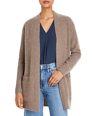C By Bloomingdale's Cashmere Open Front Brushed Cashmere Cardigan - 100% Exclusive In Heather Rye Sesame