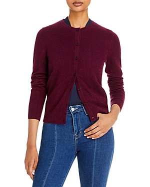 C By Bloomingdale's Cashmere C By Bloomingdale's Crewneck Cashmere Cardigan - 100% Exclusive In Heather Burgundy