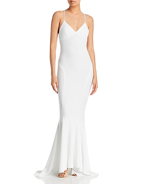 Shop Norma Kamali Low Back Mermaid Gown In Snow White