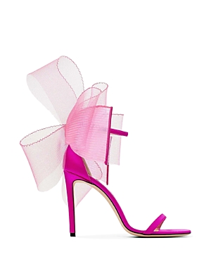 Jimmy Choo Aveline 100 Bow-detailed Satin Sandals In Fuchsia