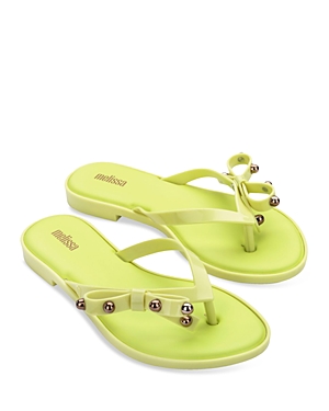 Melissa Women's Flip Slim Ii Studded Bow Scented Thong Sandals In Green