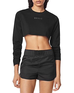 Herve Leger Herve By  Logo Cropped Tee In Black