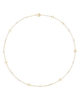 Tory Burch - Kira Delicate Pearl Station Necklace, 16"-18"