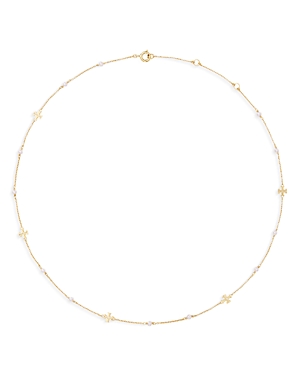 Shop Tory Burch Kira Delicate Cultured Pearl Station Necklace, 16-18 In Gold/white