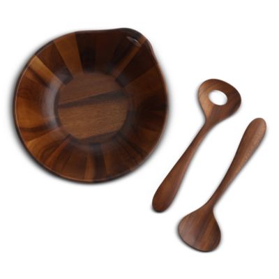 Wood Salad Bowl with Servers
