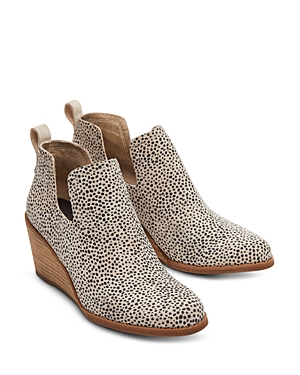 Toms Kallie Womens Suede Cut-out Ankle Boots In Natural Snow Leopard