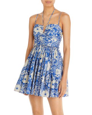 knee length dresses for ladies Paisley Print Halter Neck Mini Dress – Krush Kandy