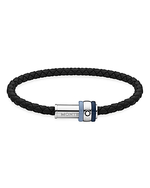 Montblanc 1858 Ice Sea Leather Bracelet In Black