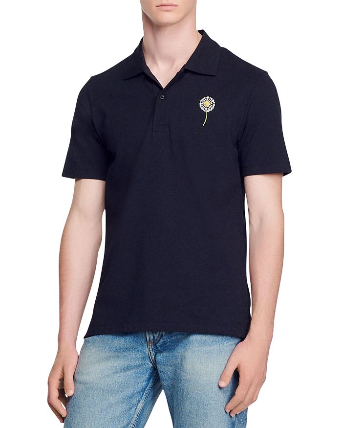Sandro Dandelion Embroidered Polo Shirt Bloomingdale s