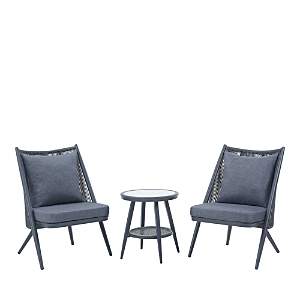 Furniture Of America Wolcott Gray 3-piece Patio Chair & Slate Top Table Set