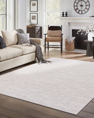 Hans Brushstroke Striped Area Rug, 93" x 117"