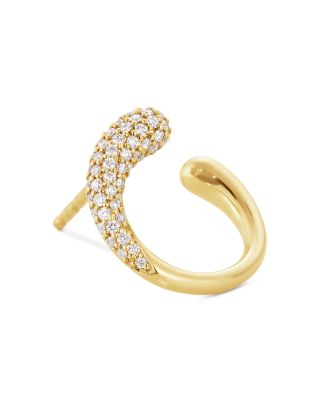 18K Yellow Gold Pav&eacute; Diamond Mercy Stud Earrings