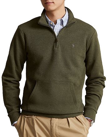 Polo Ralph Lauren - Cotton Blend Double Knit Mesh Quarter Zip Mock Neck Sweatshirt