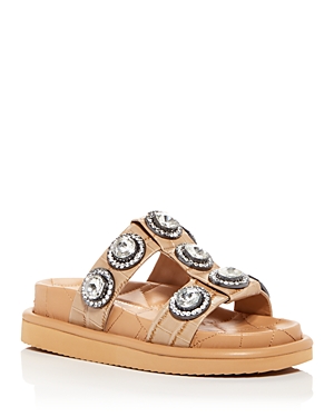 KURT GEIGER WOMEN'S ORSON EMBELLISHED PLATFORM SLIDE SANDALS