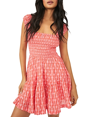 Free People Sweet Annie Smocked Minidress In Pink Combo | ModeSens