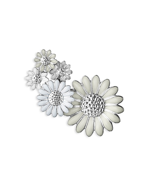 Shop Georg Jensen Sterling Silver Daisy White Enamel Flower Single Ear Cuff In White/silver