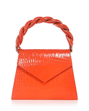 Anima Iris Zaza Grande Leather Handbag In Tangerine/gold