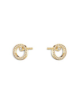 Georg Jensen - 18K Yellow Gold Halo Diamond Circle Stud Earrings