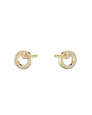 Georg Jensen 18K Yellow Gold Halo Diamond Circle Stud Earrings