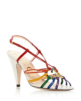Gucci - Women's Isa Crystal Embellished Interlocking G Slingback High Heel Sandals