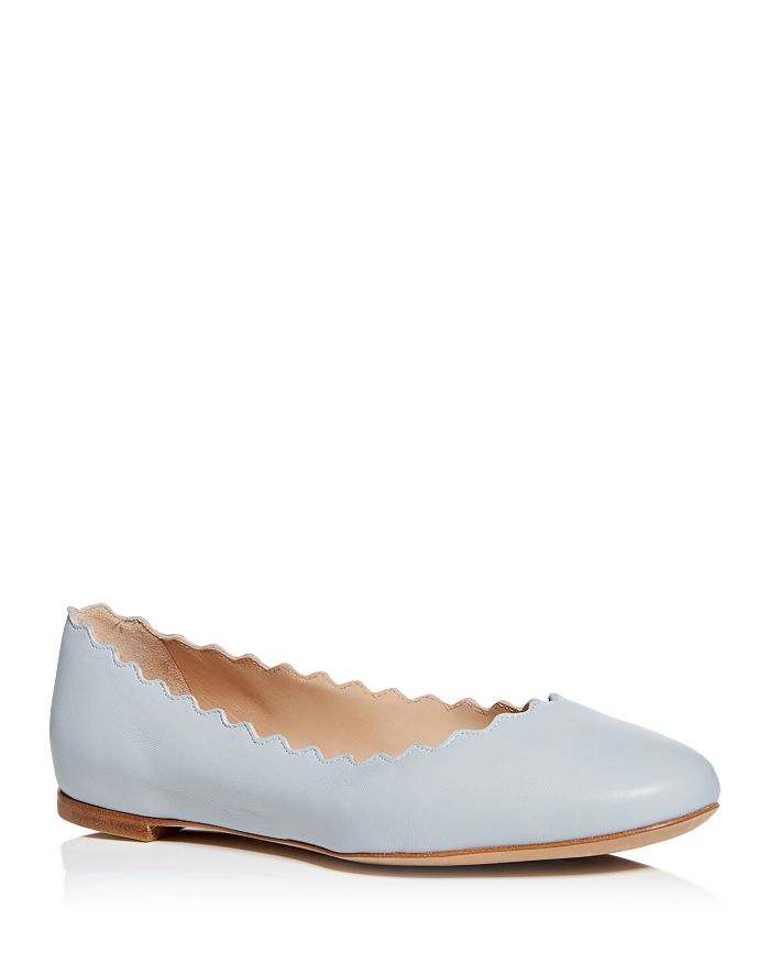 Chloé Lauren Leather Ballet Flats In Cold Grey