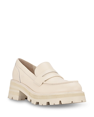 Marc Fisher Ltd Women's Latika Almond Toe Platform Loafers In Ivory