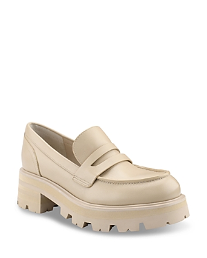 Marc Fisher Ltd Women's Latika Almond Toe Platform Loafers In Taupe