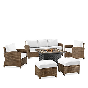 Sparrow & Wren Bradenton 6 Piece Outdoor Sofa Set With Fire Table In White