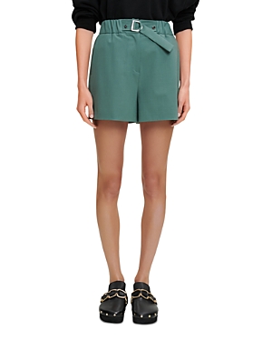 Maje Ivillette High-rise Tailored Stretch-woven Shorts In Green