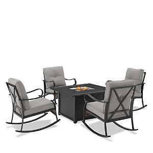 Sparrow & Wren Dahlia 5 Piece Outdoor Metal Conversation Set With Fire Table In Tan