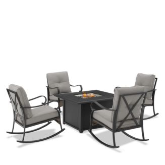 Sparrow & Wren Dahlia 5 Piece Outdoor Metal Conversation Set with Fire ...