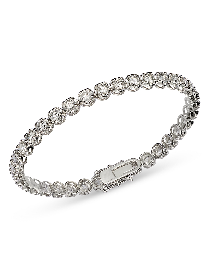 Bloomingdale's Fine Collection Diamond Crown Set Tennis Bracelet in 14K White Gold, 7.0 tcw