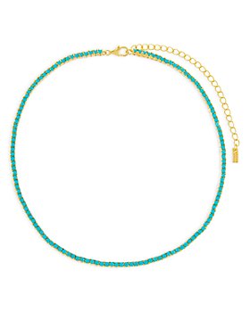 Adinas Jewels - Tennis Choker Necklace in 14K Yellow Gold Plated Sterling Silver, 12-15"