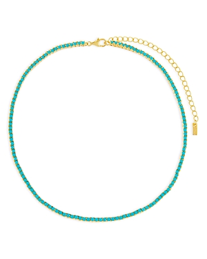 Adinas Jewels Tennis Choker Necklace In 14k Yellow Gold Plated Sterling Silver, 12-15 In Blue/gold