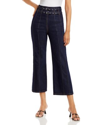 Cinq à Sept Mandy Double Belt Wide Leg Cropped Denim Pants in