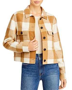 Rails Steffi Plaid Wool-blend Flannel Jacket In Ivory Camel