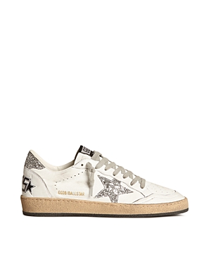 Shop Golden Goose Women's Ball Star Low Top Lace Up Sneakers In White Silver