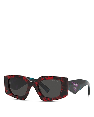 Prada Symbole Rectangular Sunglasses, 51mm In Red Tortoise/gray